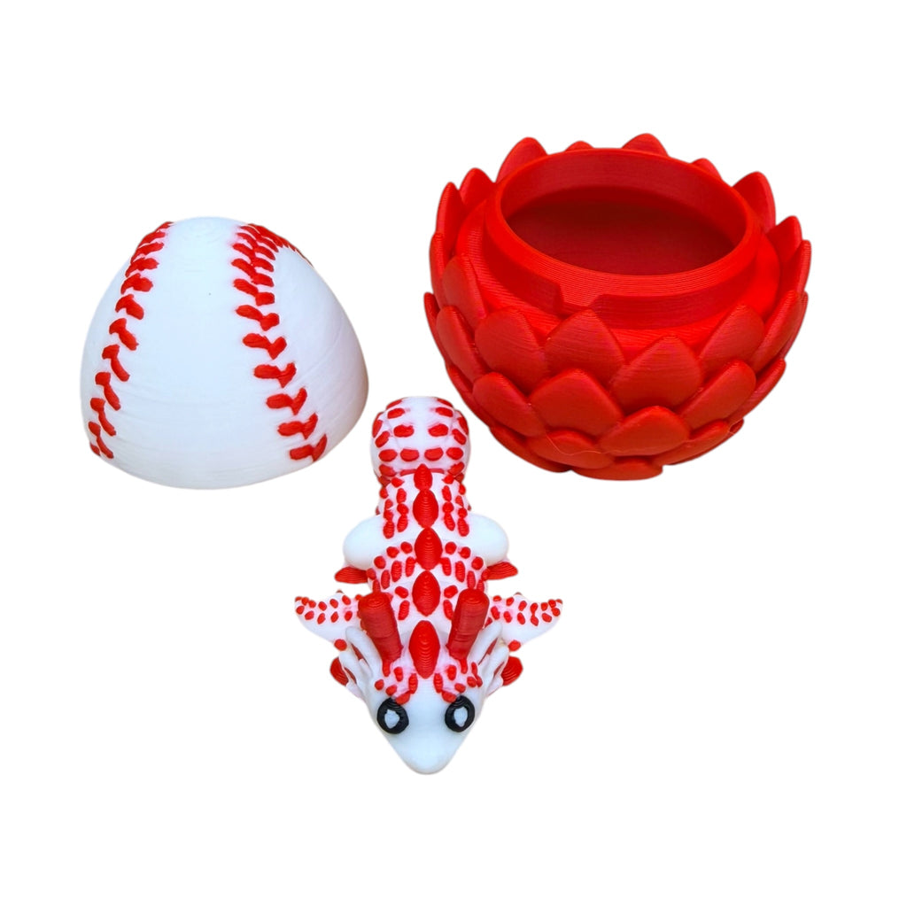 Miniature 2.5" Baseball-inspired Egg and Dragon