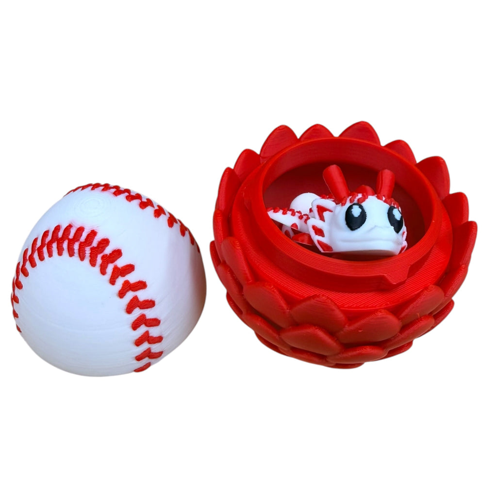 Miniature 2.5" Baseball-inspired Egg and Dragon