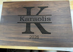 2 Custom engraved Walnut cutting boards