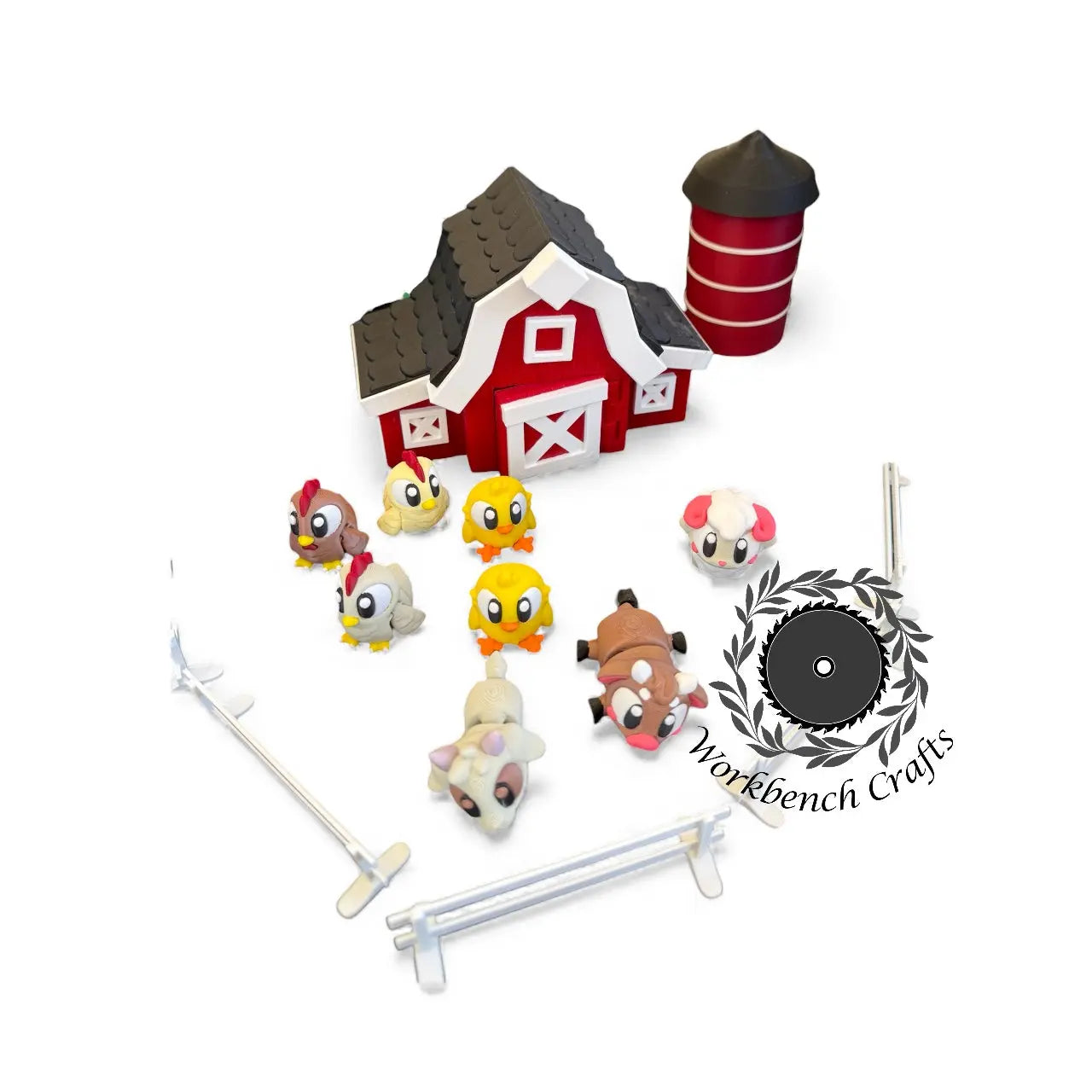 Barn, Silo and 4 animals Workbench Crafts